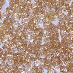 9x6mm Gold Glitter Pony Beads 500pc #PBGG